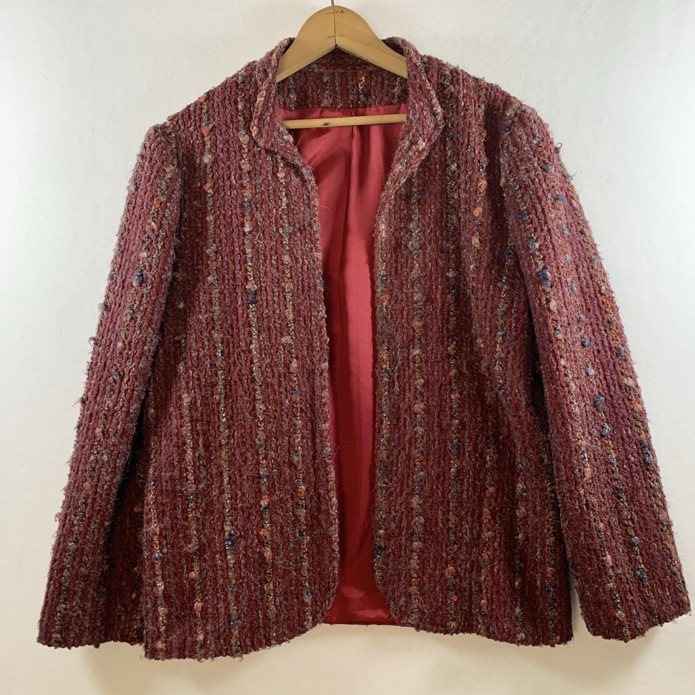 VTG Womens Indie Eclectic Open Front Textured Jacket Size M Boho Grunge Artisian
